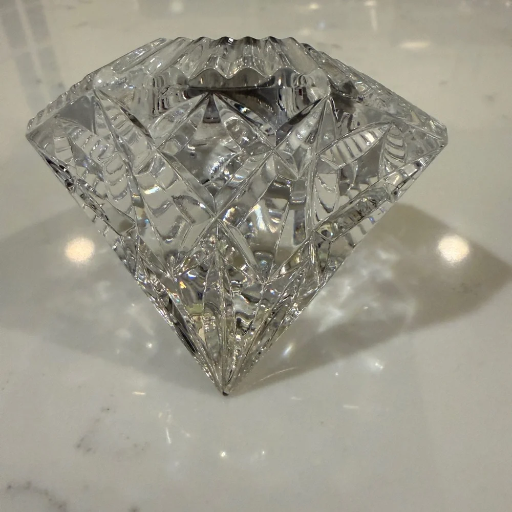 Waterford Crystal Classic Lismore Diamond Shape Desk Clock 3.5